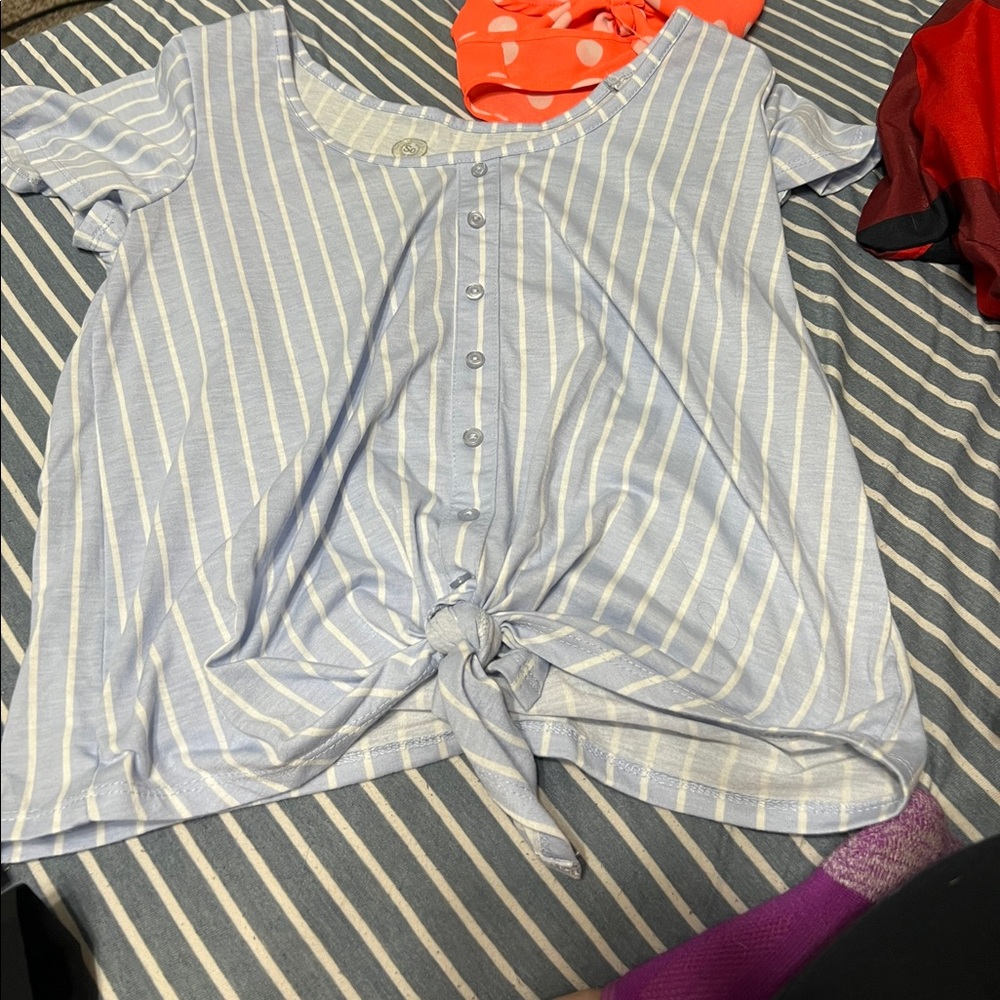 Blue and white striped shirt